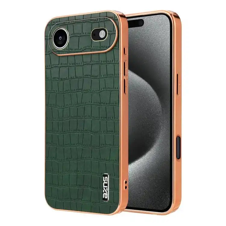 AZNS Electroplated Frame Crocodile Texture Full Coverage Phone Case AZNS