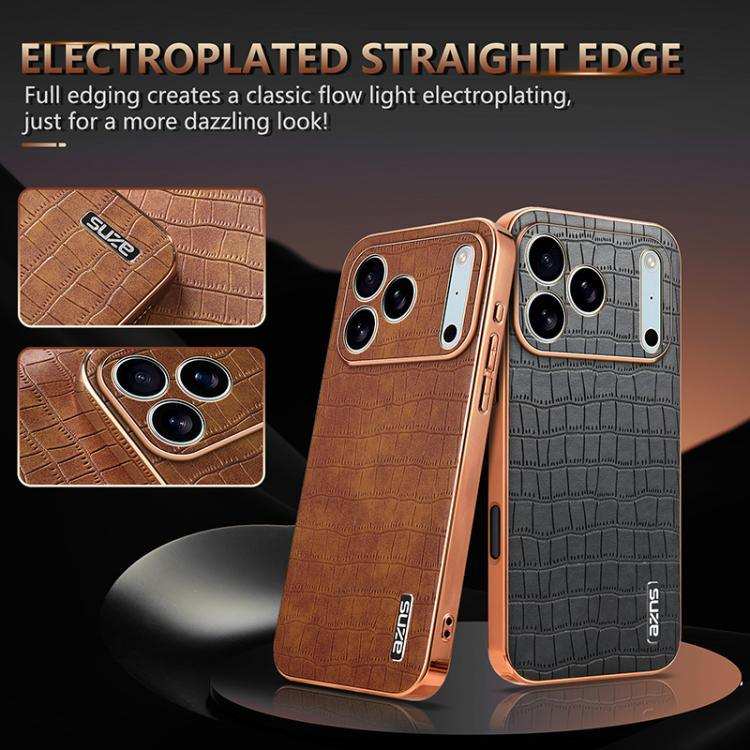 AZNS Electroplated Frame Crocodile Texture Full Coverage Phone Case AZNS