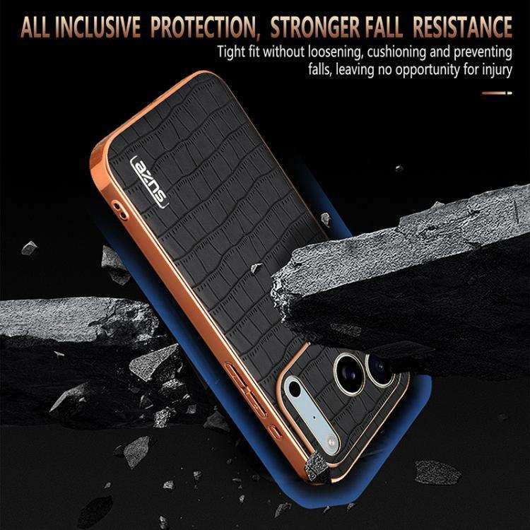 AZNS Electroplated Frame Crocodile Texture Full Coverage Phone Case AZNS