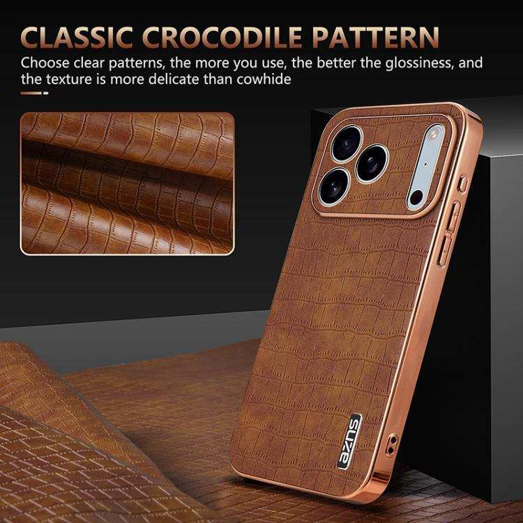 AZNS Electroplated Frame Crocodile Texture Full Coverage Phone Case AZNS