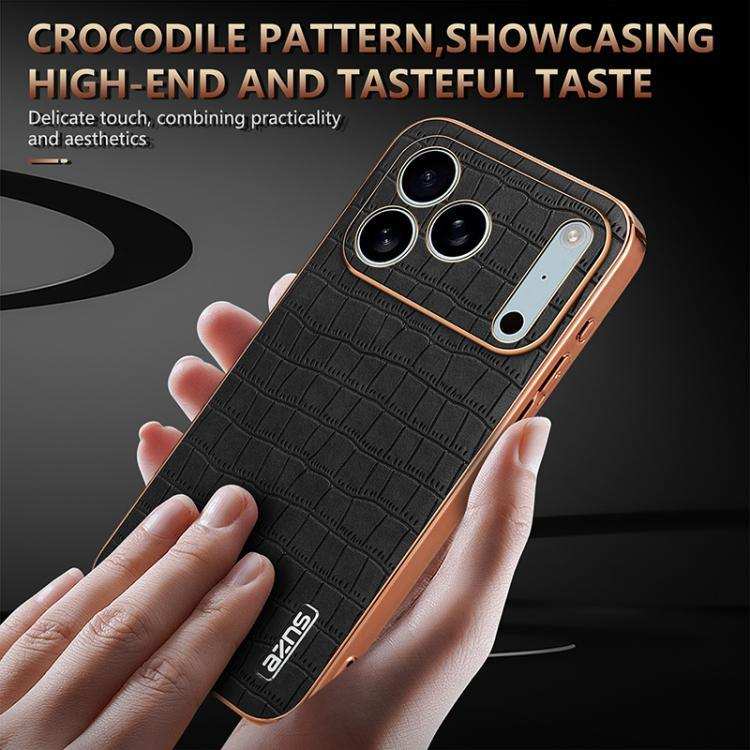 AZNS Electroplated Frame Crocodile Texture Full Coverage Phone Case AZNS