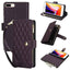 YM016 Rhombic Zipper Card Wallet Leather Phone Case with Lanyard