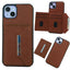 Solid Color Metal Buckle Card Slots Bag Phone Case