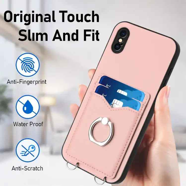 R20 Crossbody Rope Ring Card Holder Phone Case