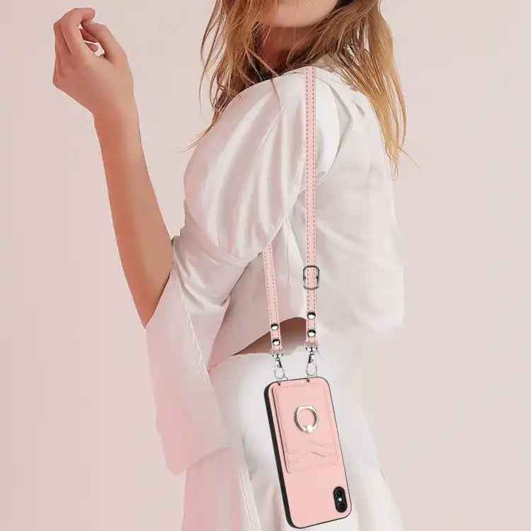R20 Crossbody Rope Ring Card Holder Phone Case