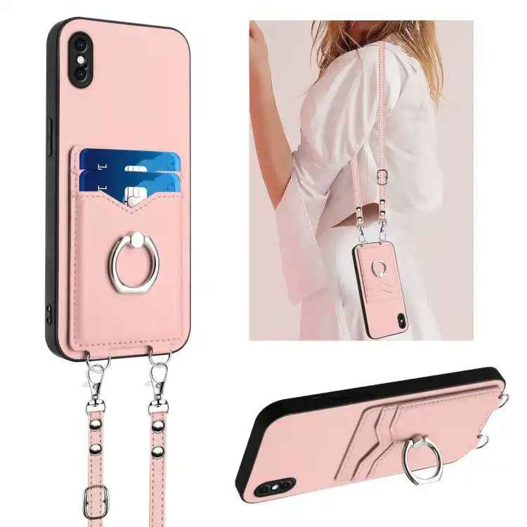 R20 Crossbody Rope Ring Card Holder Phone Case