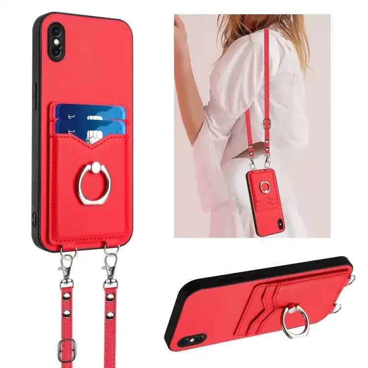 R20 Crossbody Rope Ring Card Holder Phone Case