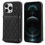 Splicing Rhombic Texture Card Bag Phone Case with Long Lanyard