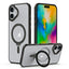 MagSafe Airbag Shockproof Frosted Phone Case with Fold Holder
