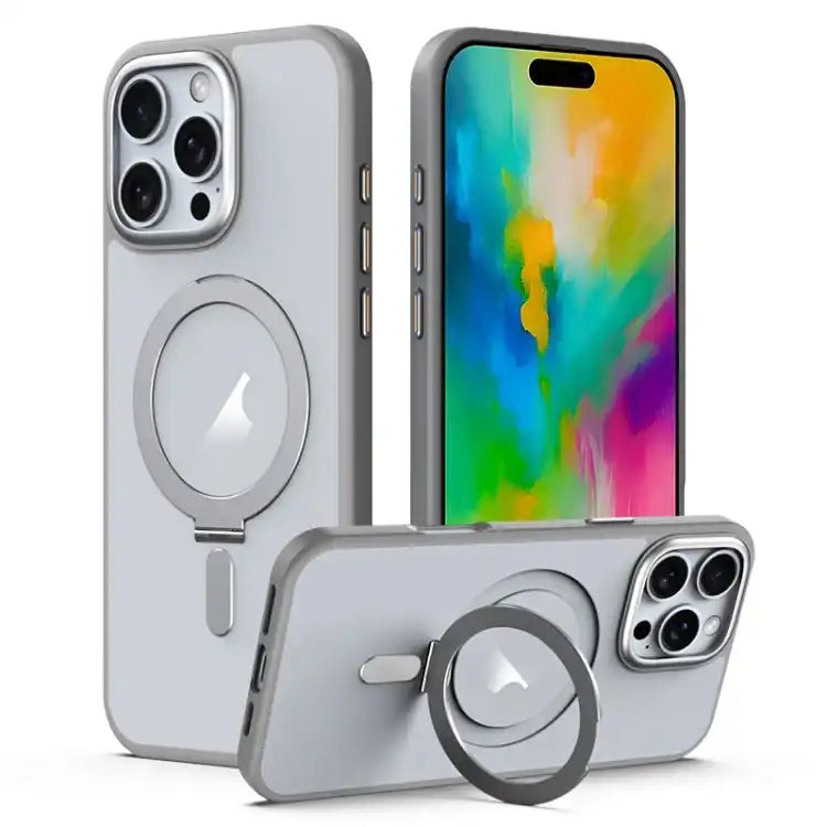MagSafe Airbag Shockproof Frosted Phone Case with Fold Holder