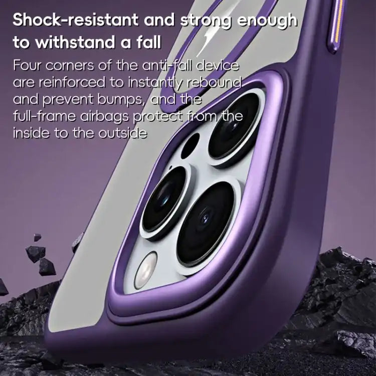 MagSafe Airbag Shockproof Frosted Phone Case with Fold Holder