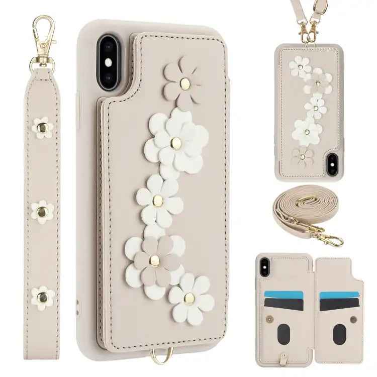 Crossbody Flower Pattern Leather Phone Case