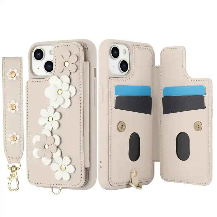 Crossbody Flower Pattern Leather Phone Case