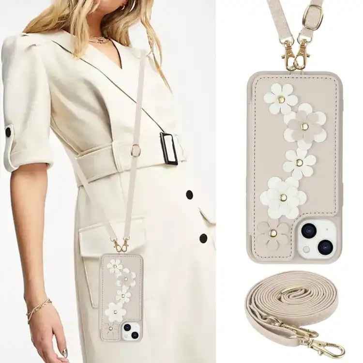 Crossbody Flower Pattern Leather Phone Case