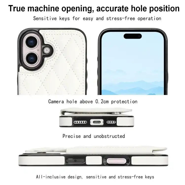 Double Buckle Rhombic PU Leather Phone Case