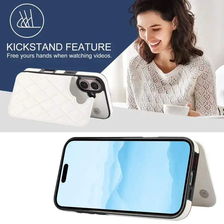 Double Buckle Rhombic PU Leather Phone Case