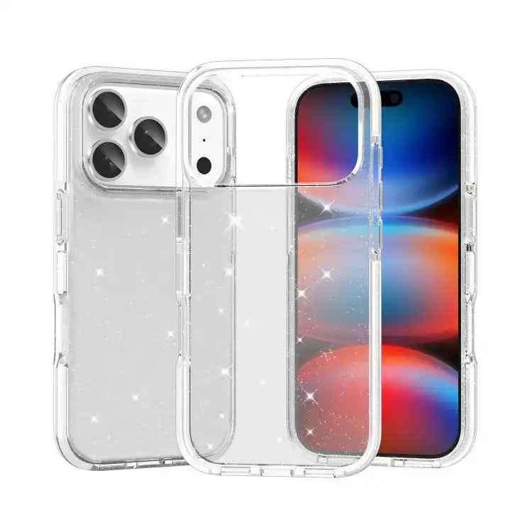 Dual Color Clear Glitter TPU + TPE Full Coverage Phone Case