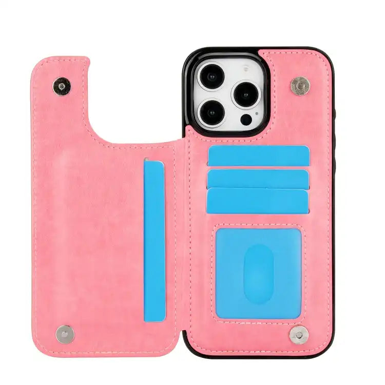 Double Buckle Butterfly Embossing PU Phone Case