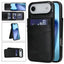 Solid Color Card Slots Bracket PU Phone Case