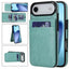 Solid Color Card Slots Bracket PU Phone Case