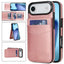Solid Color Card Slots Bracket PU Phone Case