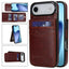 Solid Color Card Slots Bracket PU Phone Case