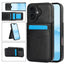Solid Color Card Slots Bracket PU Phone Case