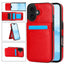 Solid Color Card Slots Bracket PU Phone Case