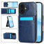 Solid Color Card Slots Bracket PU Phone Case