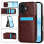 Solid Color Card Slots Bracket PU Phone Case