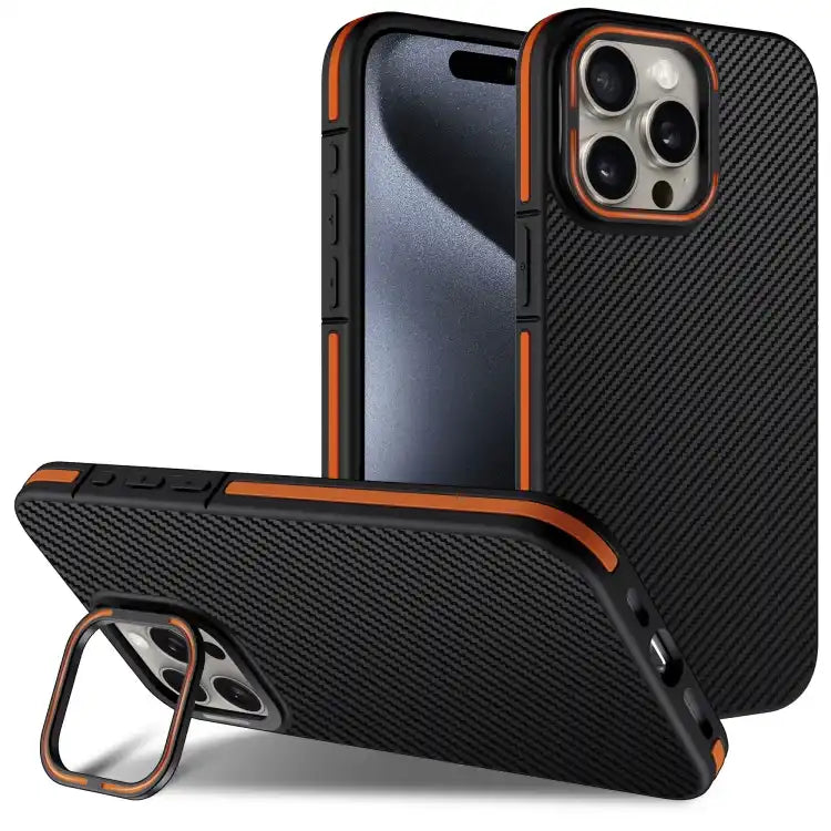 Carbon Fiber Texture Lens Holder TPU Phone Case