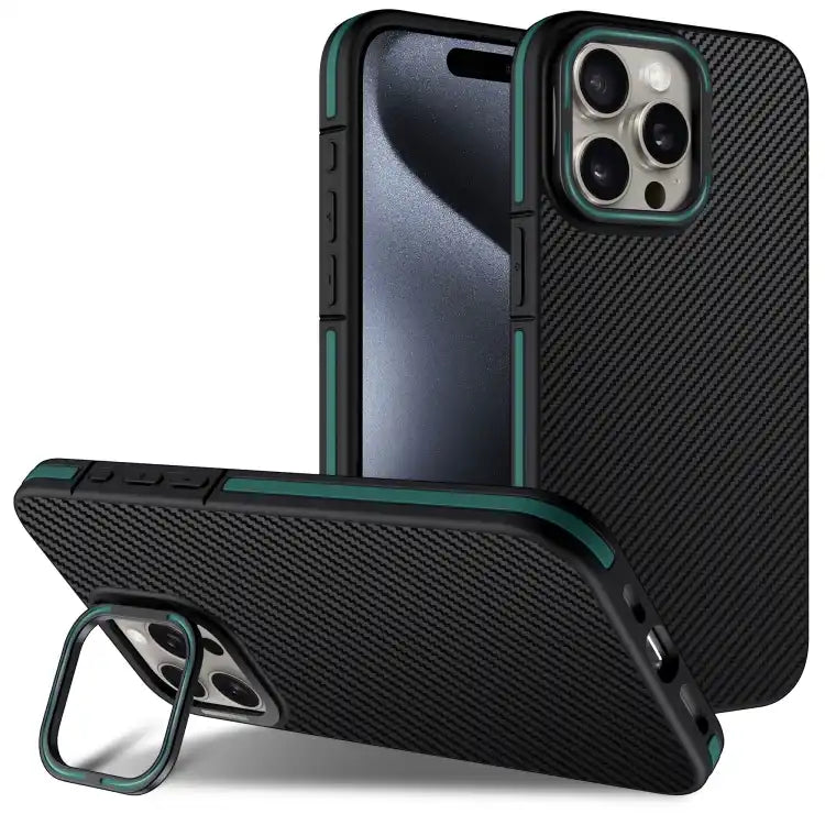 Carbon Fiber Texture Lens Holder TPU Phone Case