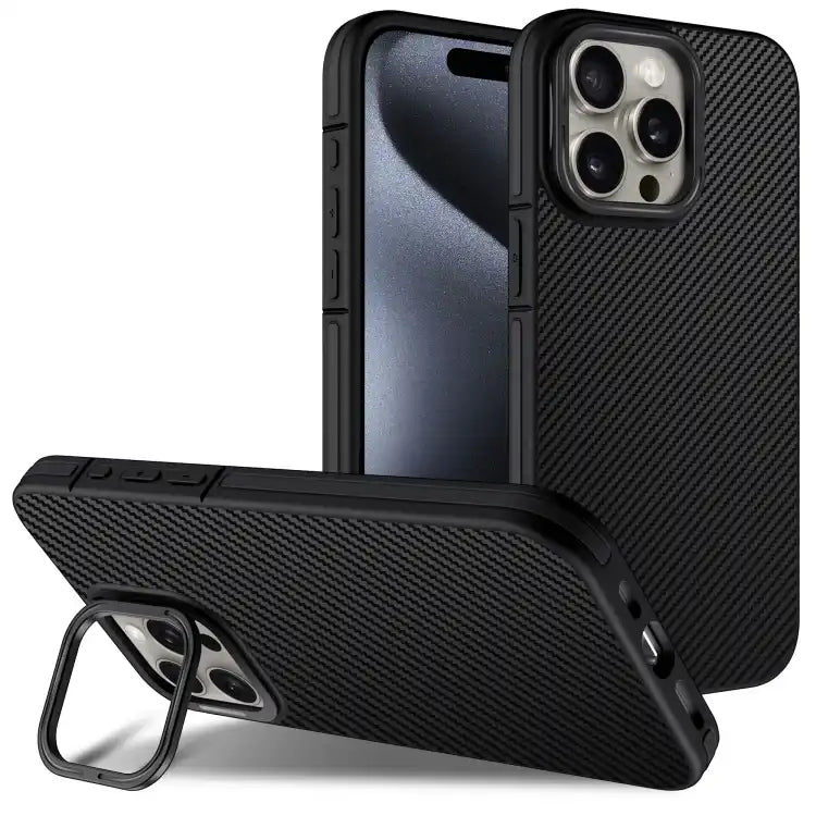 Carbon Fiber Texture Lens Holder TPU Phone Case
