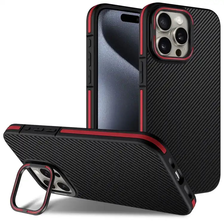 Carbon Fiber Texture Lens Holder TPU Phone Case