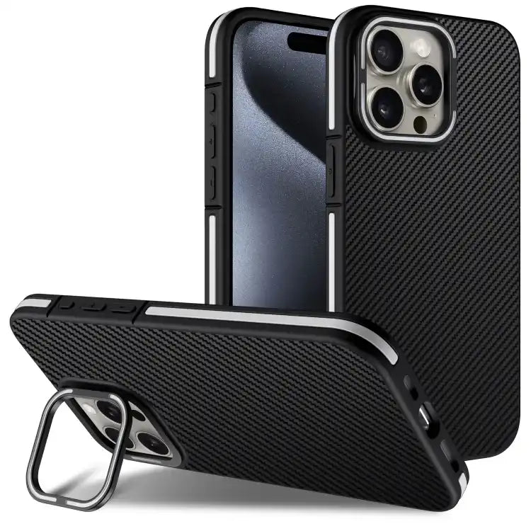 Carbon Fiber Texture Lens Holder TPU Phone Case