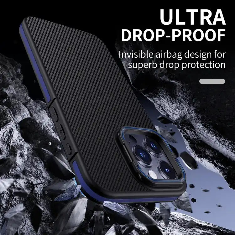 Carbon Fiber Texture Lens Holder TPU Phone Case