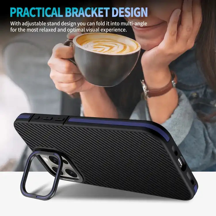 Carbon Fiber Texture Lens Holder TPU Phone Case