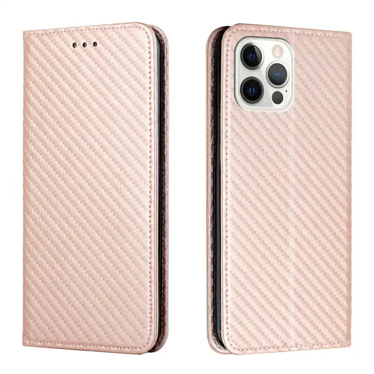 Carbon Fiber Texture Magnetic Flip Leather Phone Case
