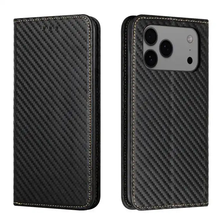 Carbon Fiber Texture Magnetic Flip Leather Phone Case