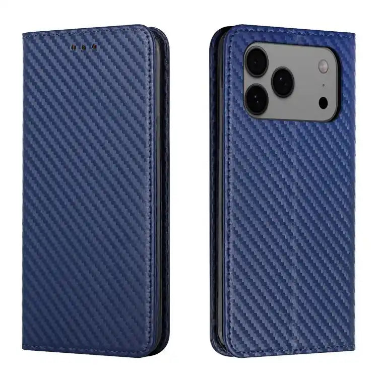 Carbon Fiber Texture Magnetic Flip Leather Phone Case