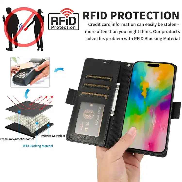 Side Buckle RFID Anti-theft Leather Phone Case