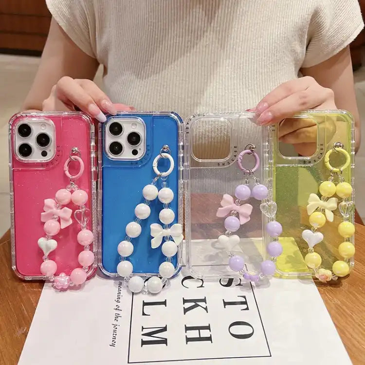 TPU + PC + Glitter Sequins Full Coverage Phone Case with Bracelet