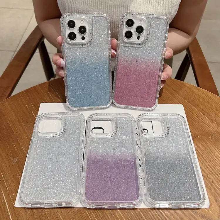 TPU + PC + Glitter Paper Full Coverage Phone Case