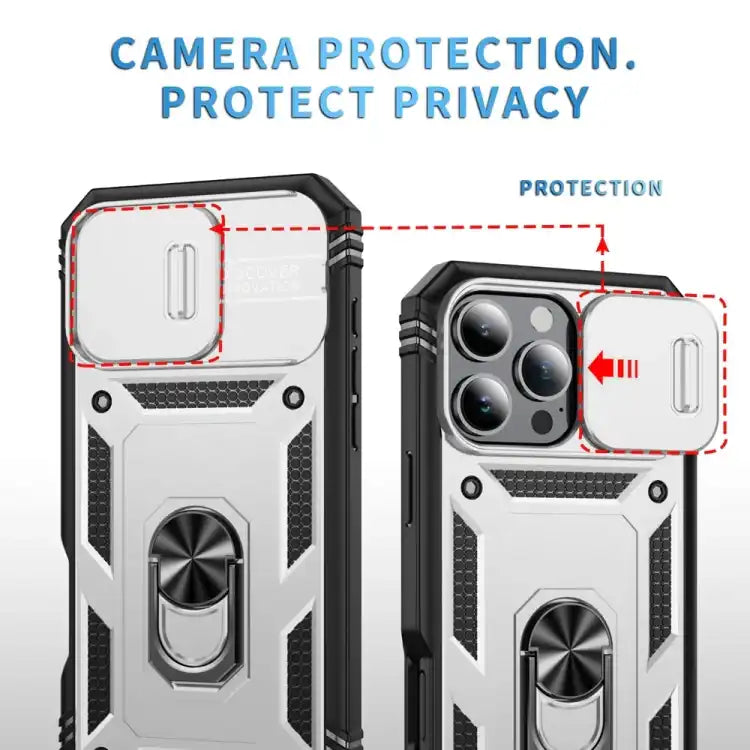 Sliding Camshield TPU + PC Phone Case with Holder