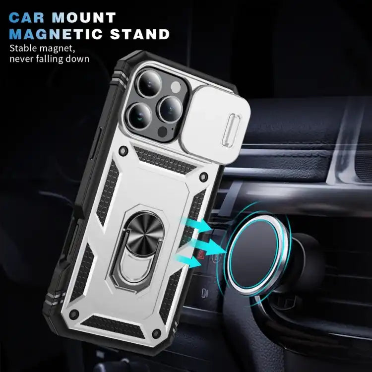 Sliding Camshield TPU + PC Phone Case with Holder