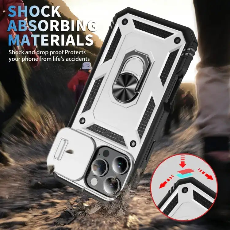 Sliding Camshield TPU + PC Phone Case with Holder