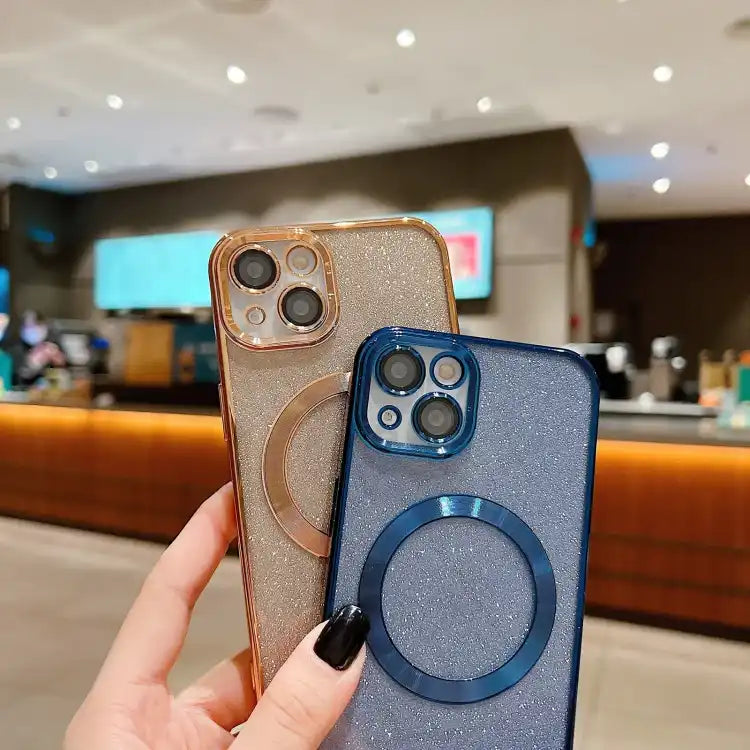 Electroplating Pure Color Glitter Powder MagSafe Phone Case