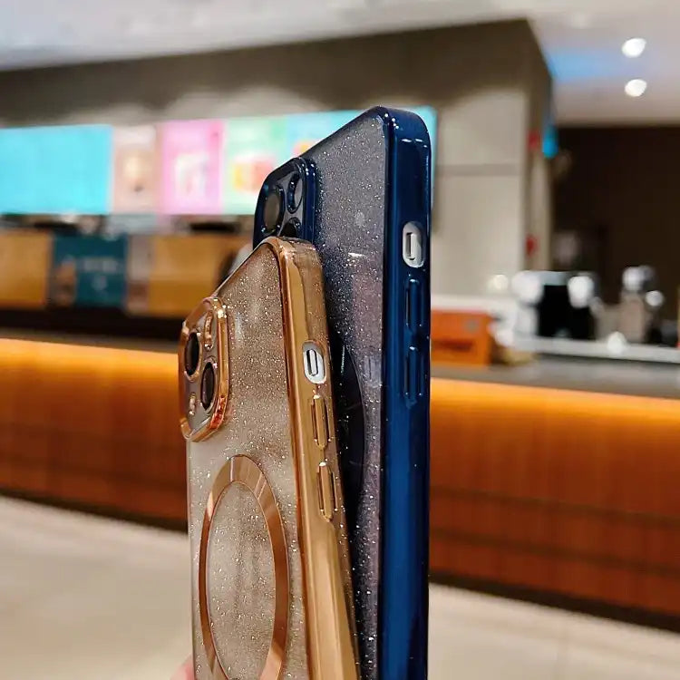 Electroplating Pure Color Glitter Powder MagSafe Phone Case