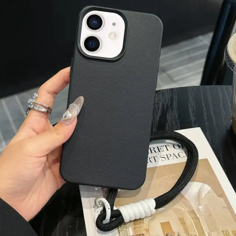 Leather Texture TPU Full Coverage Phone Case with Lanyard