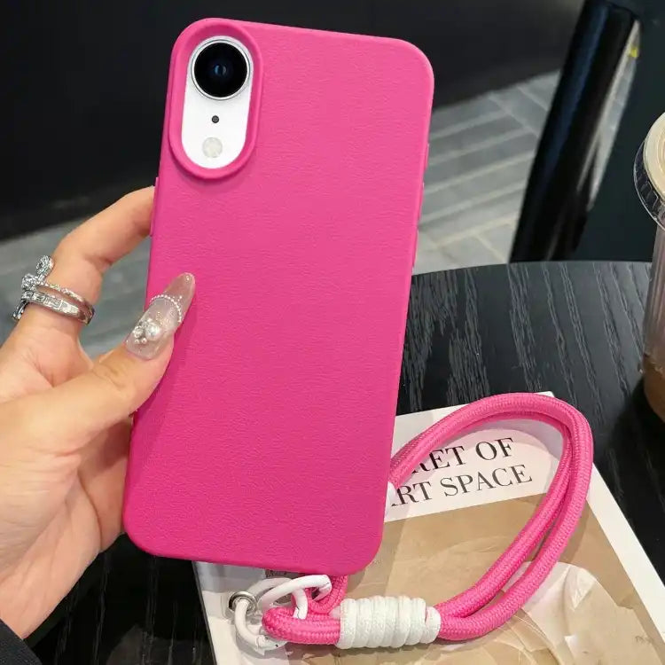 Leather Texture TPU Full Coverage Phone Case with Lanyard